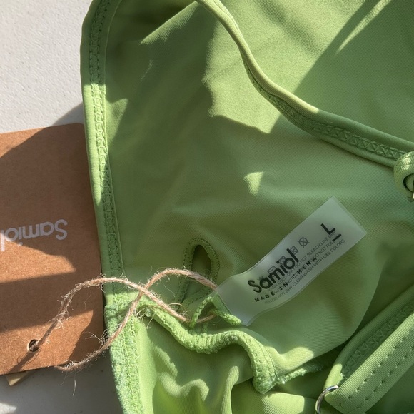 Samiol Tankini Large Green Lace Ruched Swimsuit New - Picture 8 of 10